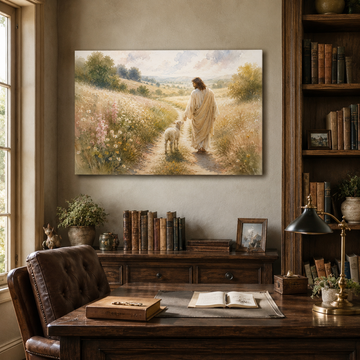 You Are Never Alone Christian Canvas Print, Jesus Walking Beside You Wall Decor