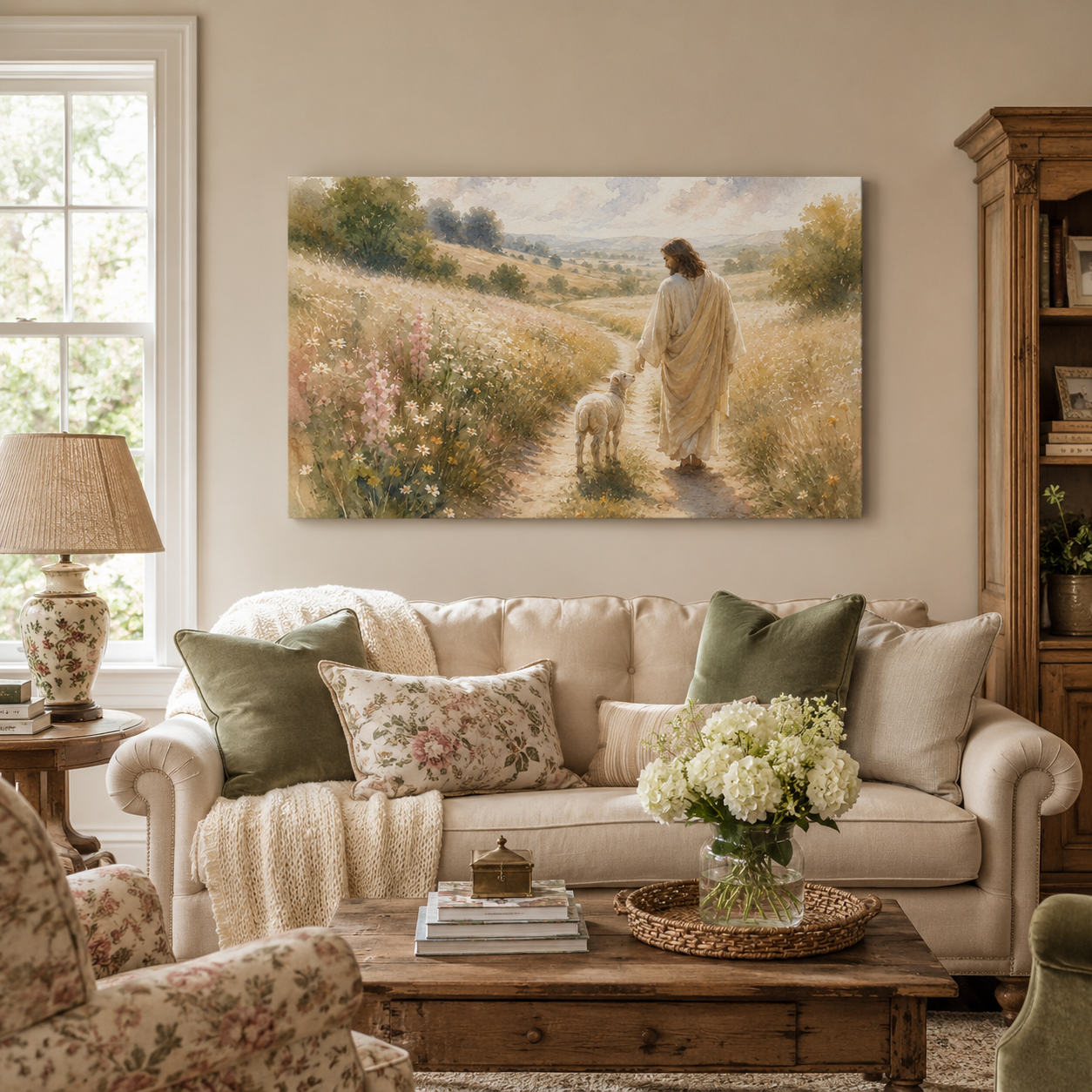 You Are Never Alone Christian Canvas Print, Jesus Walking Beside You Wall Decor