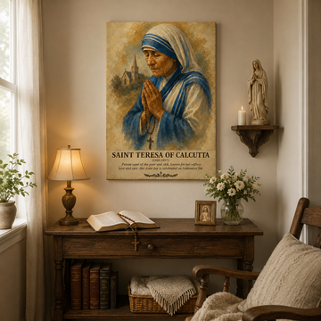 Saint Teresa of Calcutta Canvas Print - Perfect Catholic Prayer Corner Decor