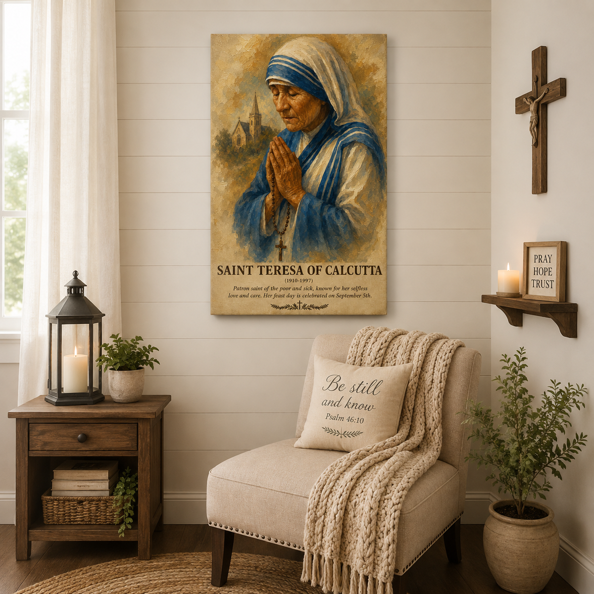 Saint Teresa of Calcutta Canvas Print - Perfect Catholic Prayer Corner Decor