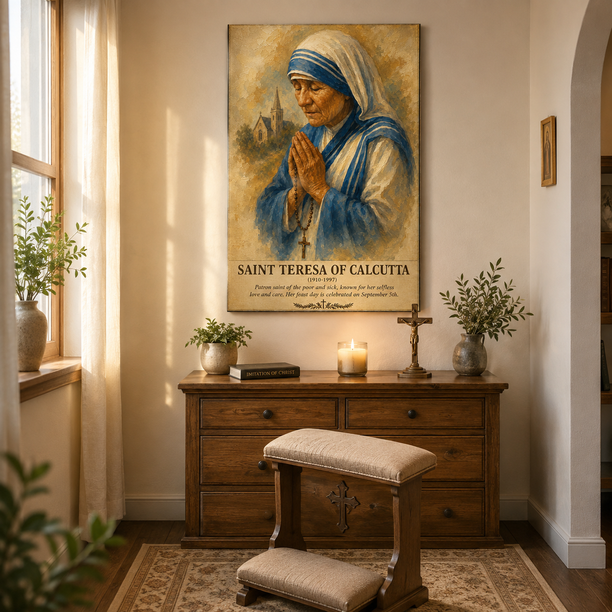 Saint Teresa of Calcutta Canvas Print - Perfect Catholic Prayer Corner Decor