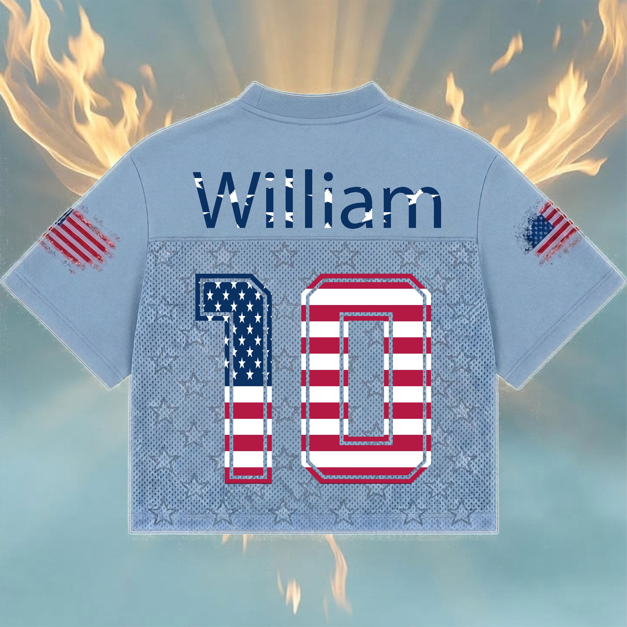 Personalized He Loves Jesus and America Too Mesh Jersey, Custom Name and Number Christian Apparel