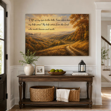 Custom Scripture Mountain Canvas Print, Faith Home Decor