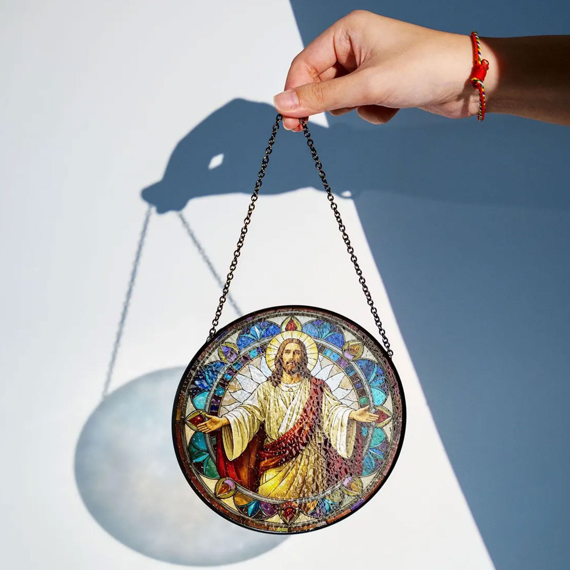 Jesus Christ Open Arms Suncatcher, Christian Window Hanging, Catholic Faith Home Decor