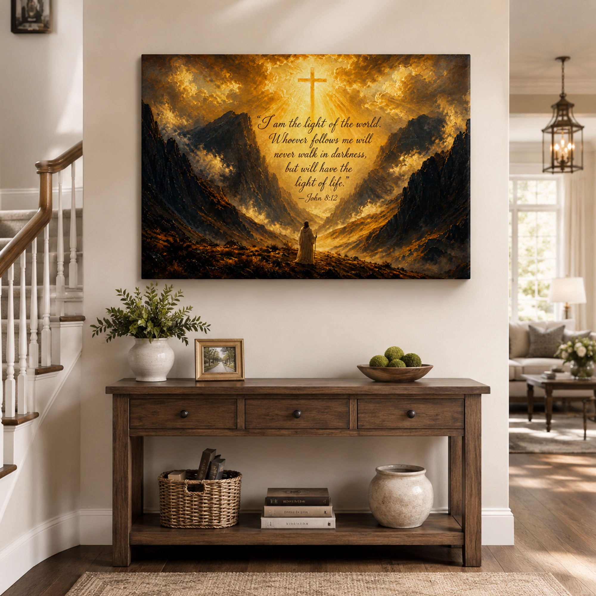 Your Favorite Bible Verse Cross Canvas Print, Christian Wall Decor