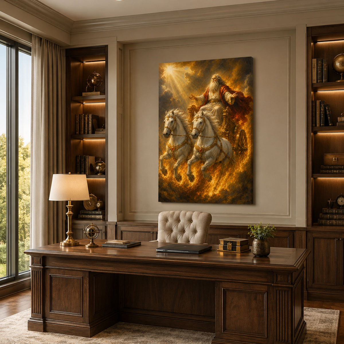 Elijah Taken Up to Heaven Canvas Print, Chariot of Fire 2 Kings 2:11 Christian Wall Decor, Faith Gift