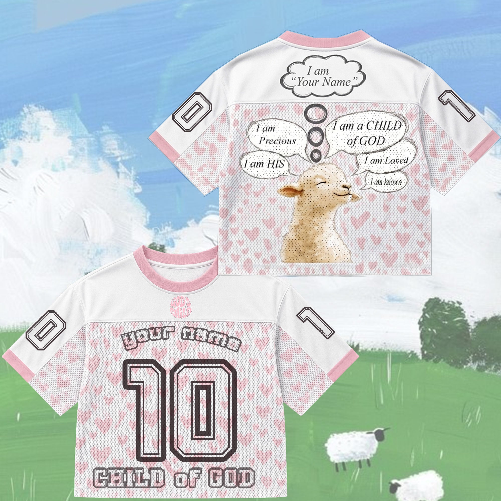 Personalized Child of God Mesh Jersey, Custom Name and Number Christian Apparel