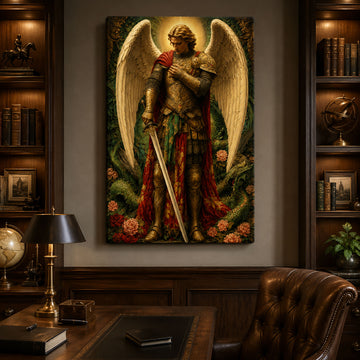 Saint Michael Archangel Canvas Print, Catholic Angel Wall Art, Faith Home Decor