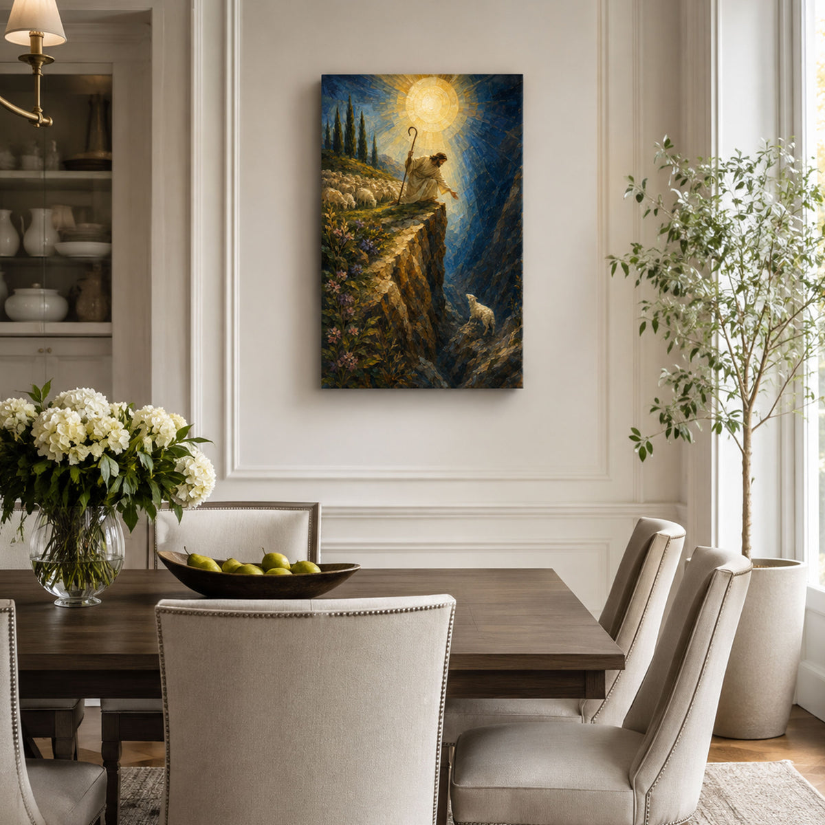 Jesus Rescues the Lost Sheep Canvas Print, He Left the 99 Christian Wall Decor, Faith Gift