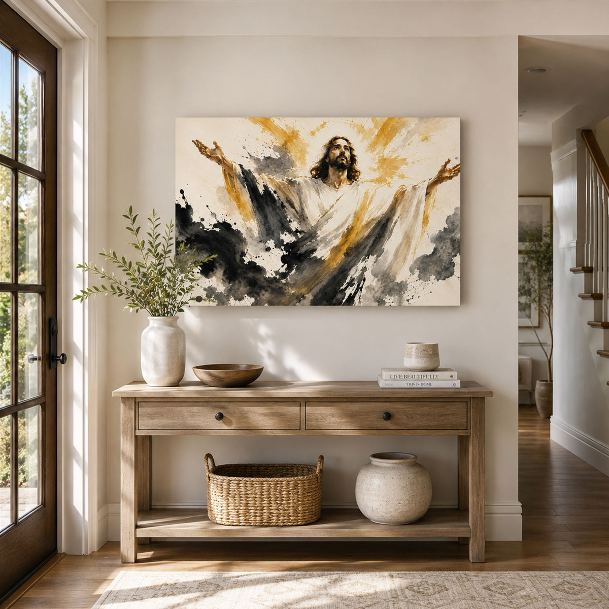 Jesus with Open Arms Canvas Print, Come to Me Christian Wall Decor, Faith and Hope Gift