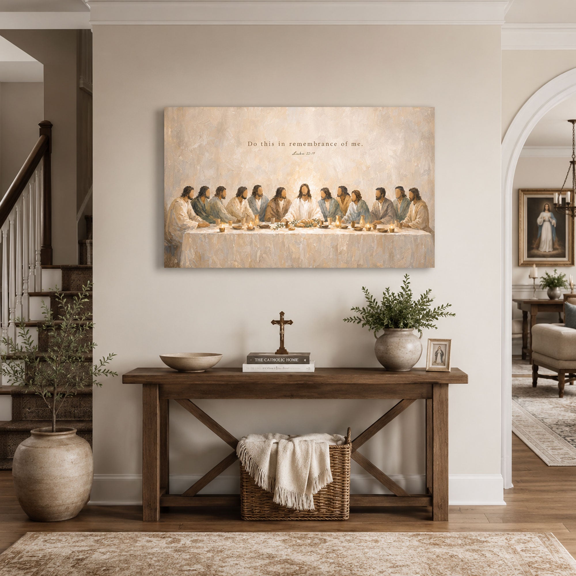 Luke 22:19 Do This in Remembrance of Me Canvas Print, Last Supper Christian Home Decor