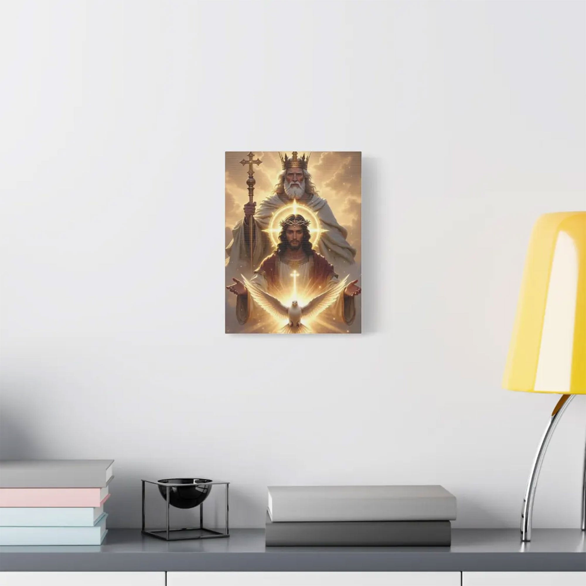 Holy Trinity Religious Canvas, Christian Wall Art, God Father Son Holy Spirit Painting, Faith Decor