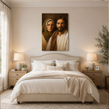 Biblical Husband and Wife Portrait Canvas Print, Christian Home Decor