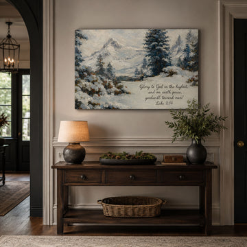 Luke 2:14 Glory to God in the Highest Canvas Print, Christian Home Decor