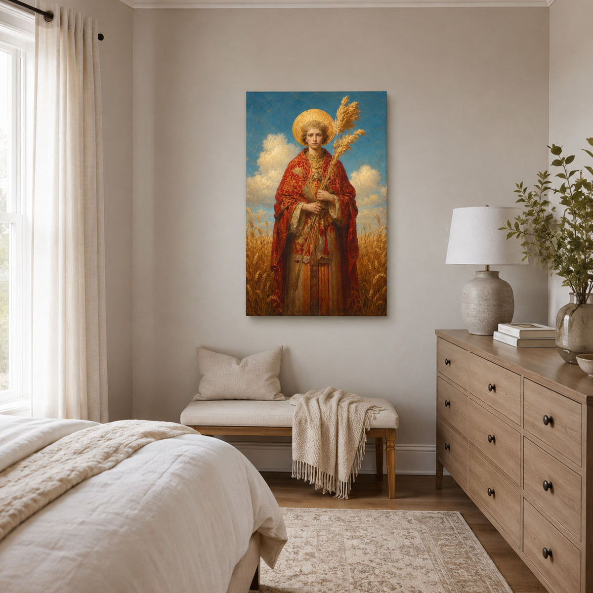 Saint Vincent Martyr Canvas Print, Catholic Saint Wall Decor, Christian Faith Gift