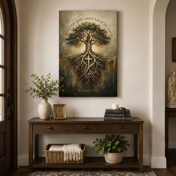 Ephesians 3:17 Rooted and Grounded in Love Canvas Print, Christian Home Decor
