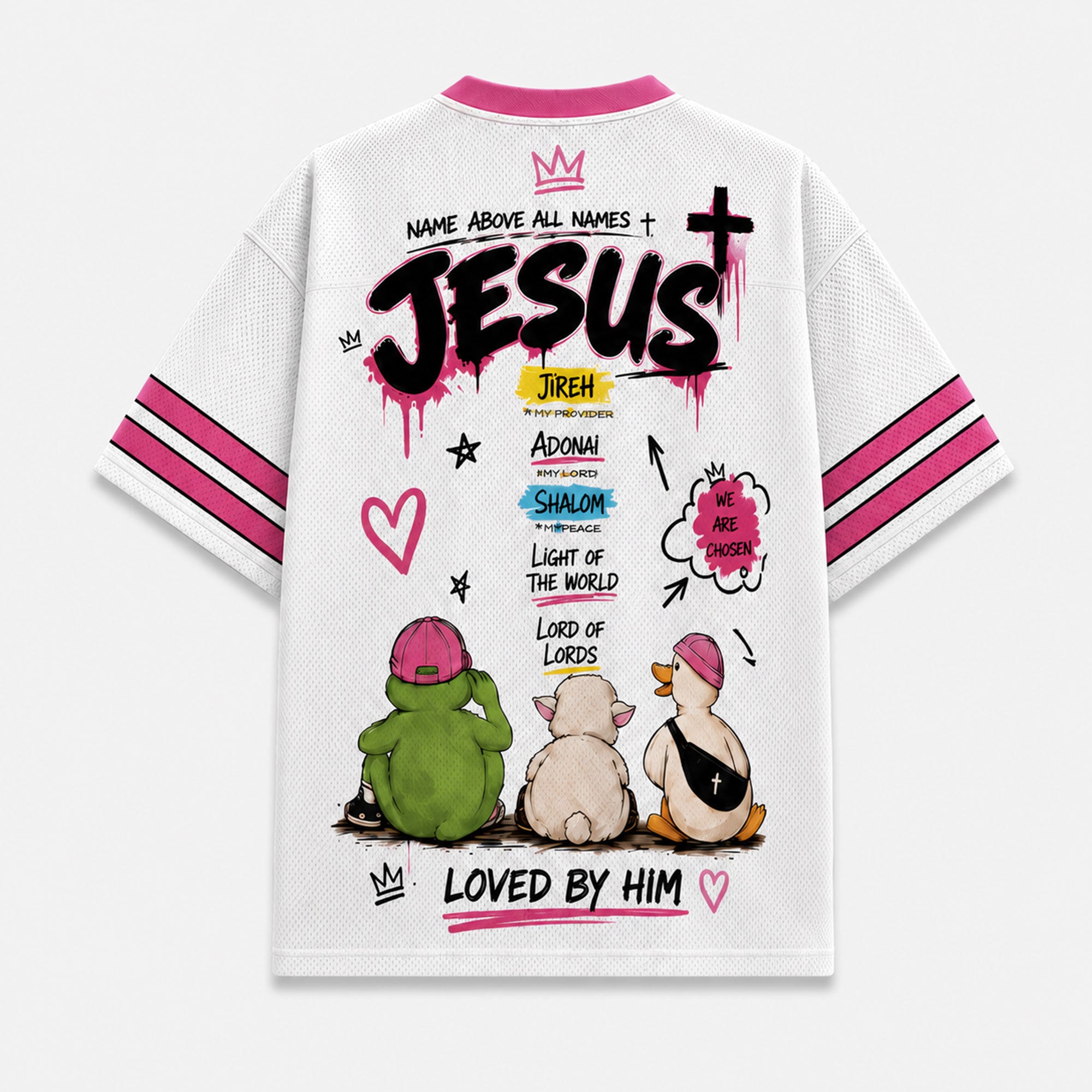 Jesus Loved by Him Mesh Jersey, Names of God Christian Apparel