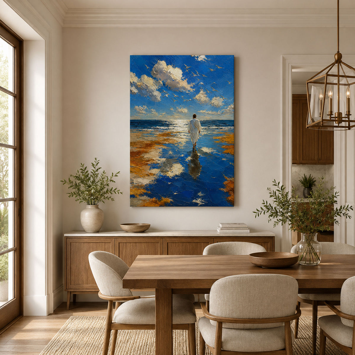 Jesus Walking on Water Canvas Print, Matthew 14:25 Christian Wall Decor, Walk by Faith Gift