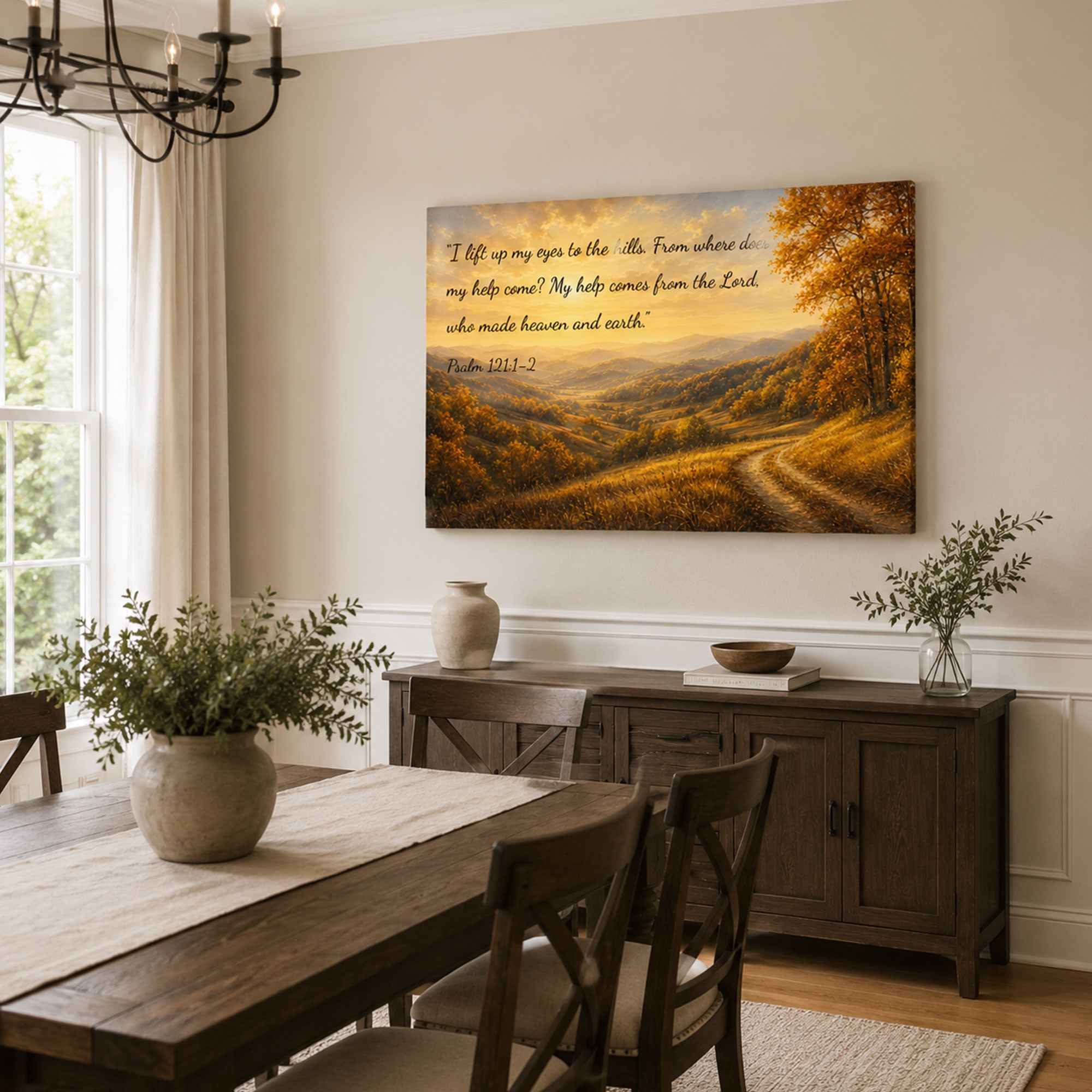 Custom Scripture Mountain Canvas Print, Faith Home Decor