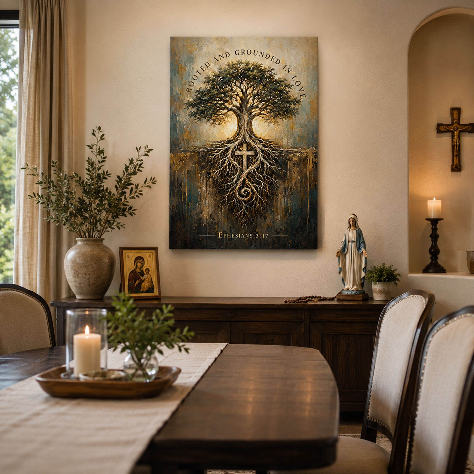 Ephesians 3:17 Rooted and Grounded in Love Canvas Print, Christian Home Decor