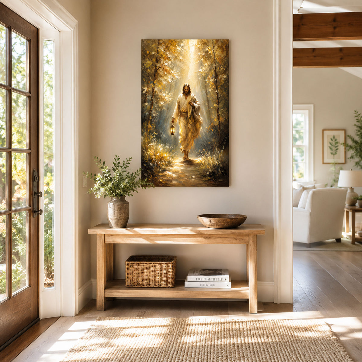 Jesus Lights the Way Canvas Print, John 8:12 Christian Wall Decor, Faith and Guidance Gift