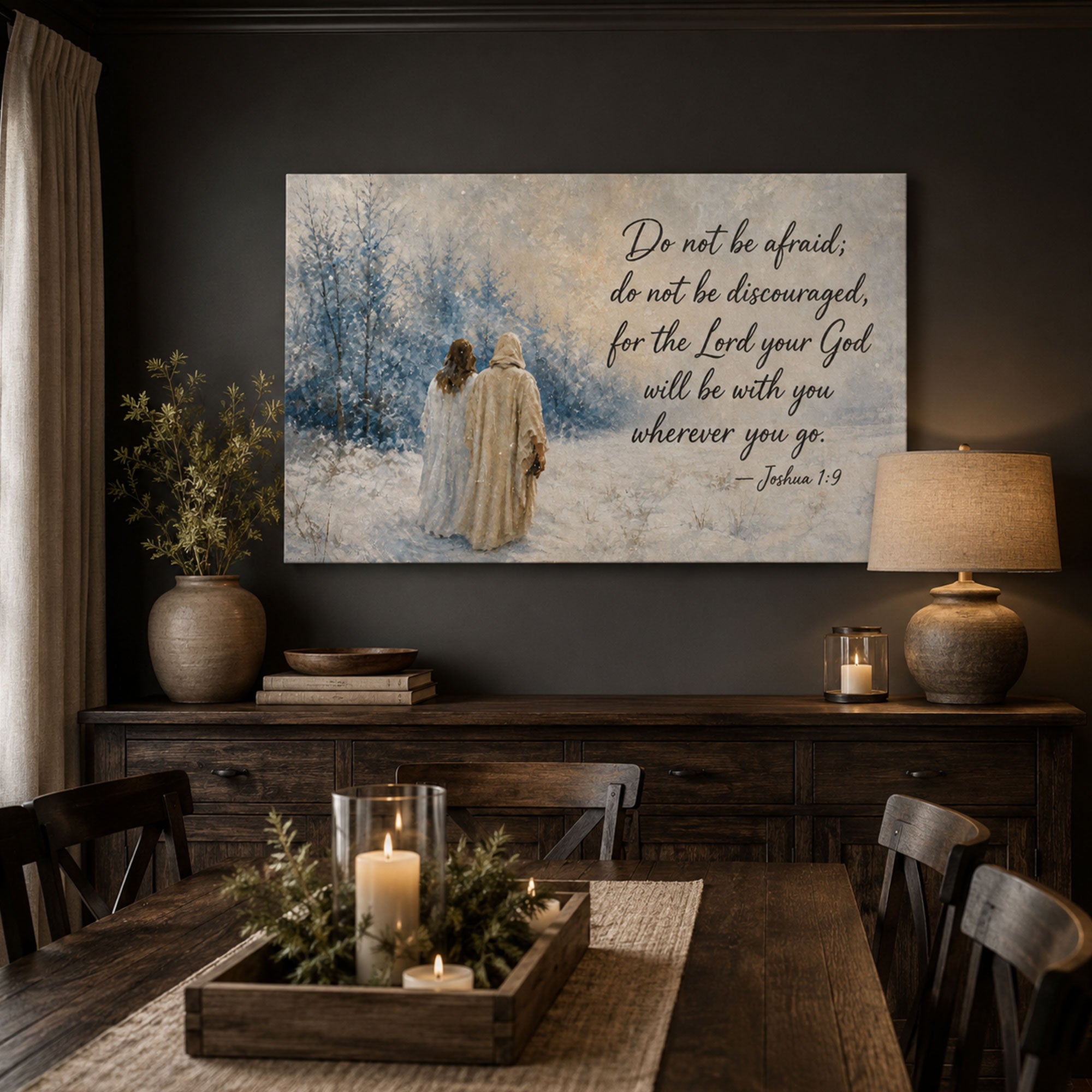 Personalized Bible Verse Winter Canvas Print, Christian Faith Home Decor