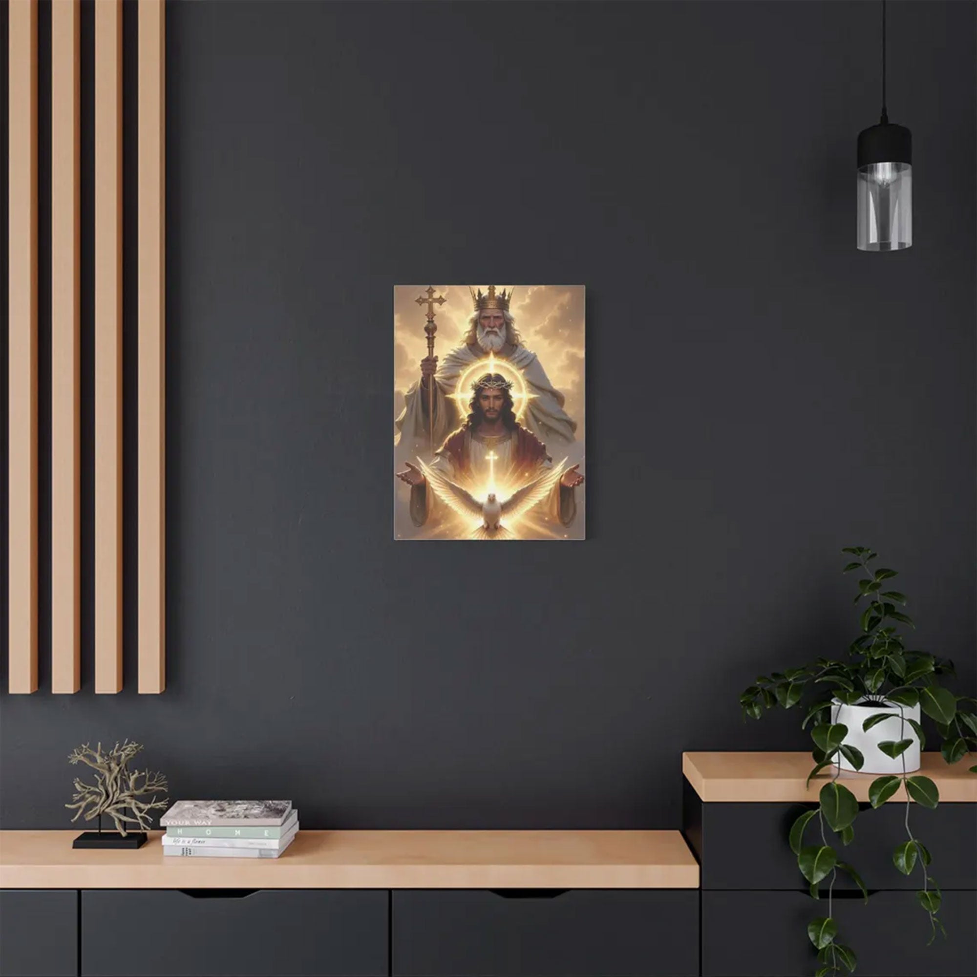 Holy Trinity Religious Canvas, Christian Wall Art, God Father Son Holy Spirit Painting, Faith Decor