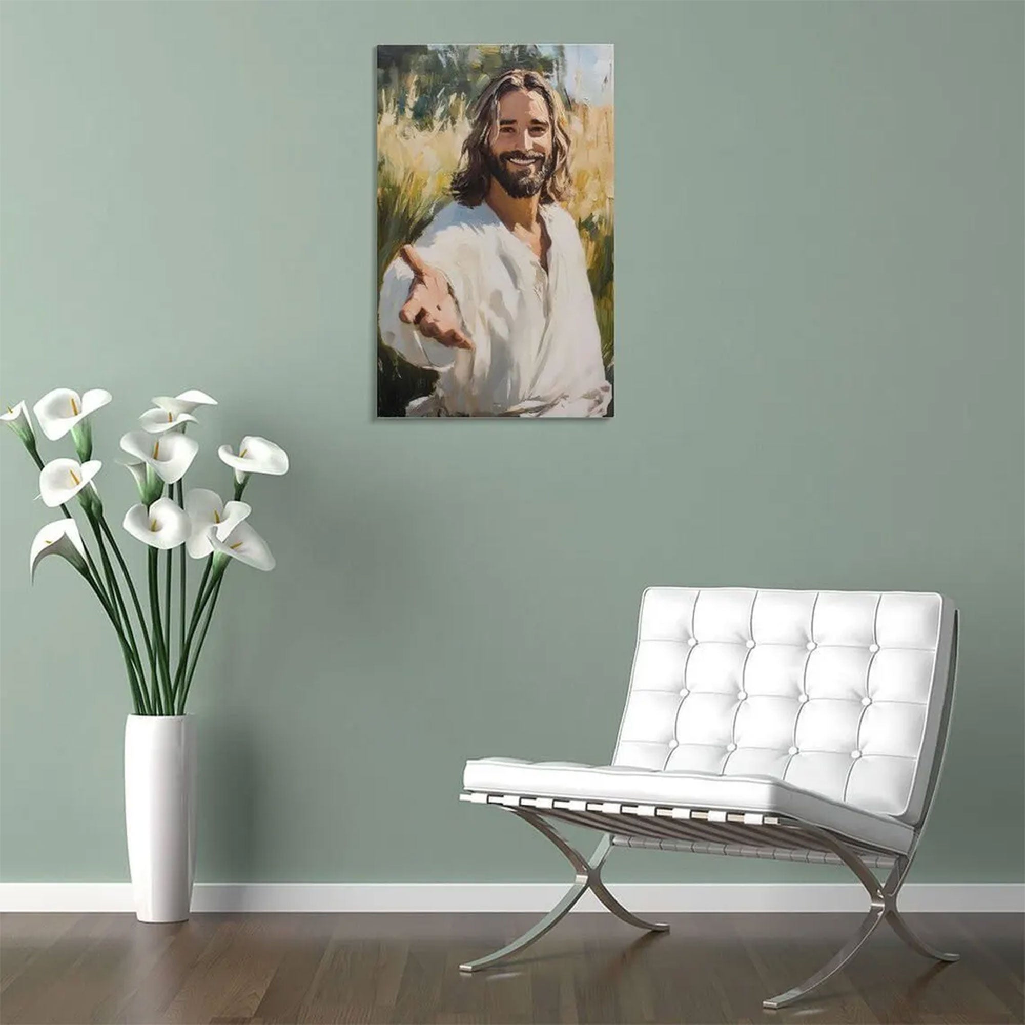 Jesus Reaching Out Canvas Wall Art, Christian Painting, Inspirational Religious Home Decor