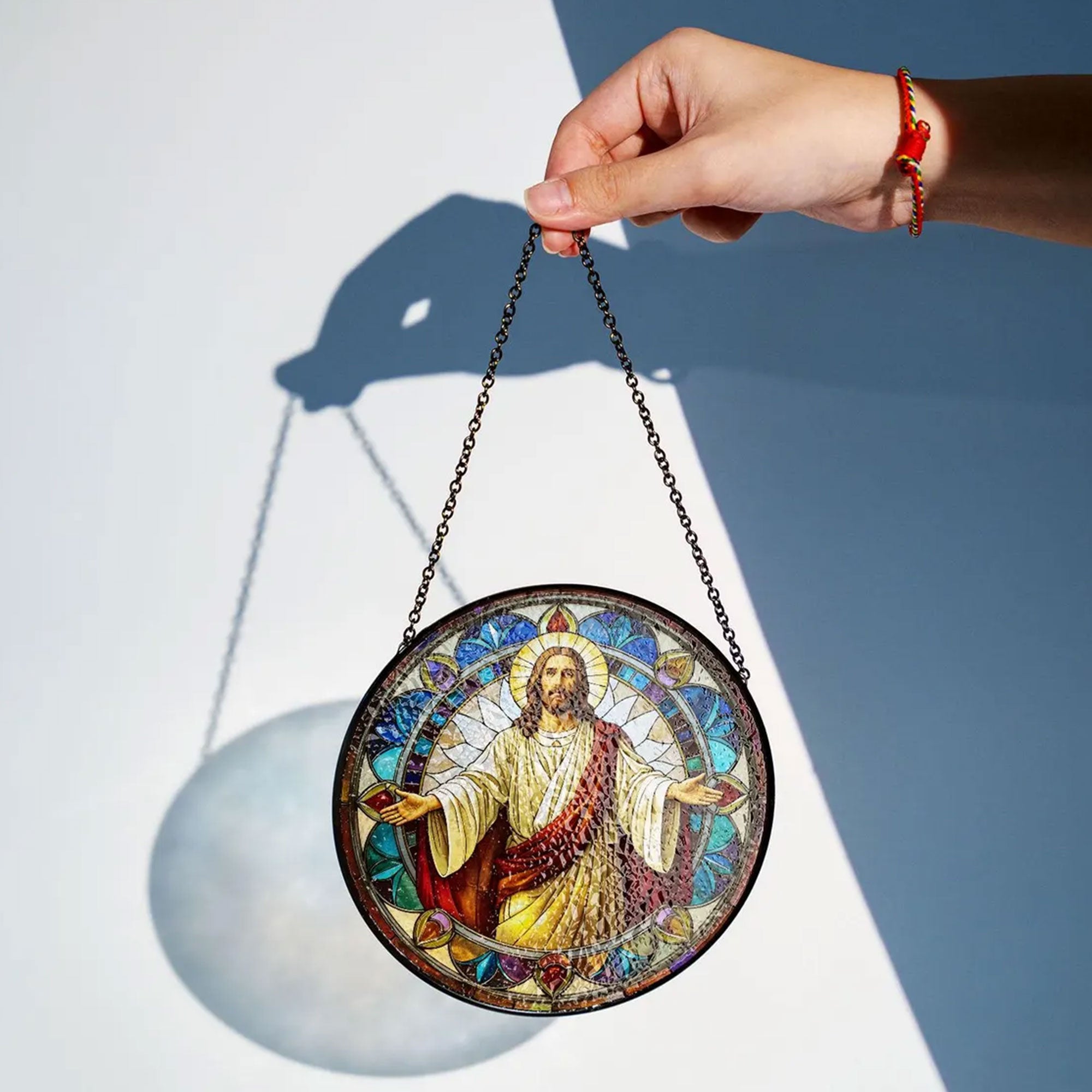 Jesus Christ Open Arms Suncatcher, Christian Window Hanging, Catholic Faith Home Decor