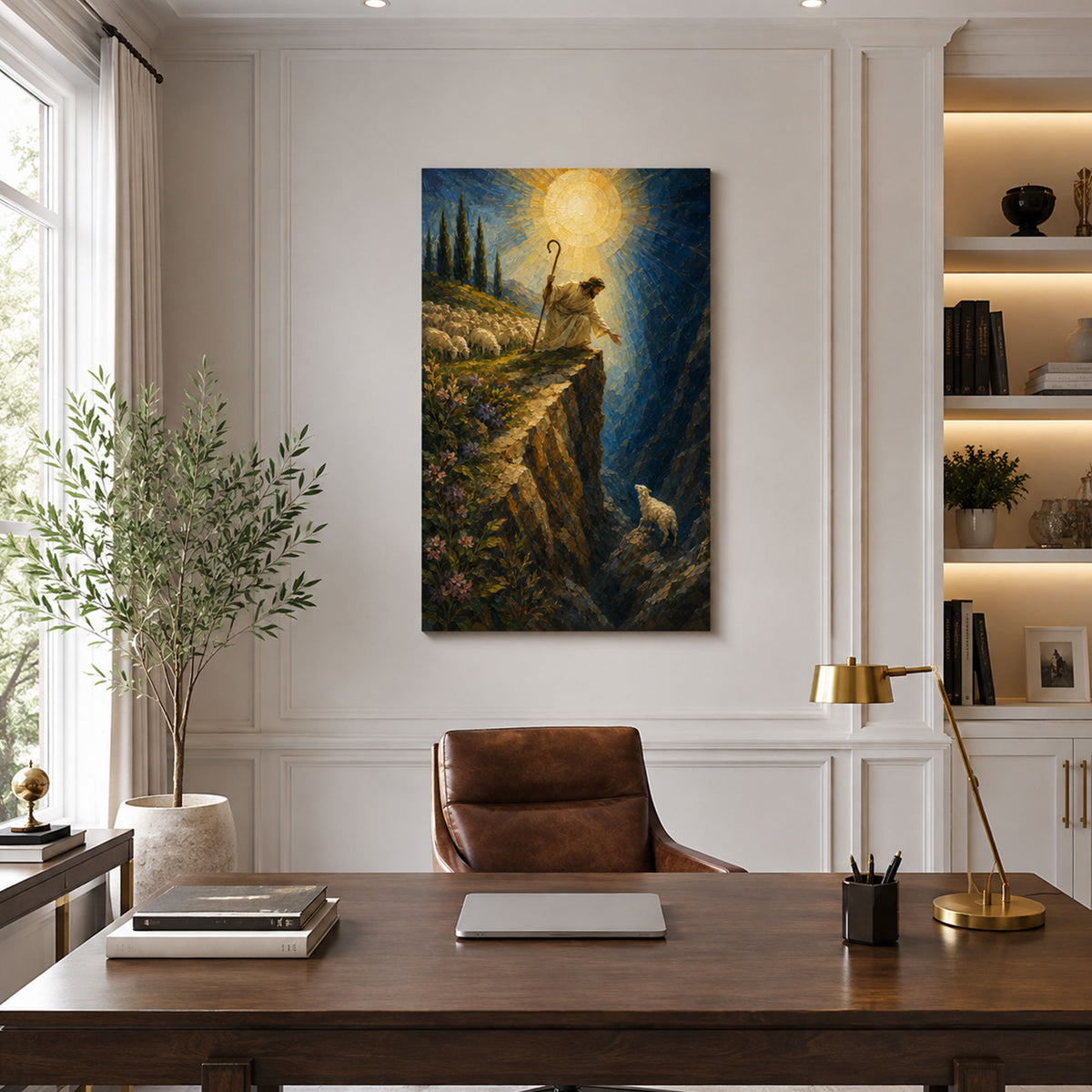 Jesus Rescues the Lost Sheep Canvas Print, He Left the 99 Christian Wall Decor, Faith Gift
