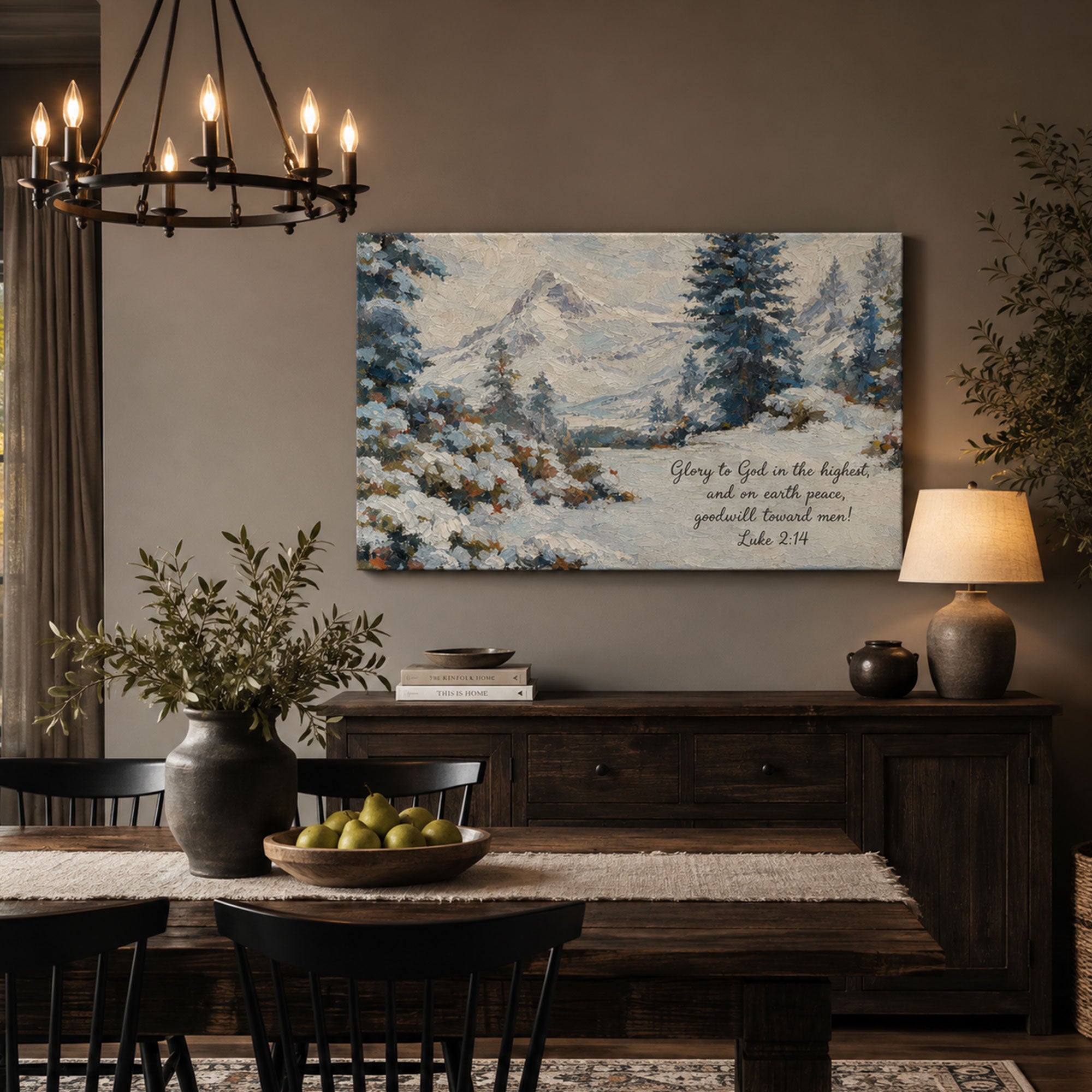 Luke 2:14 Glory to God in the Highest Canvas Print, Christian Home Decor