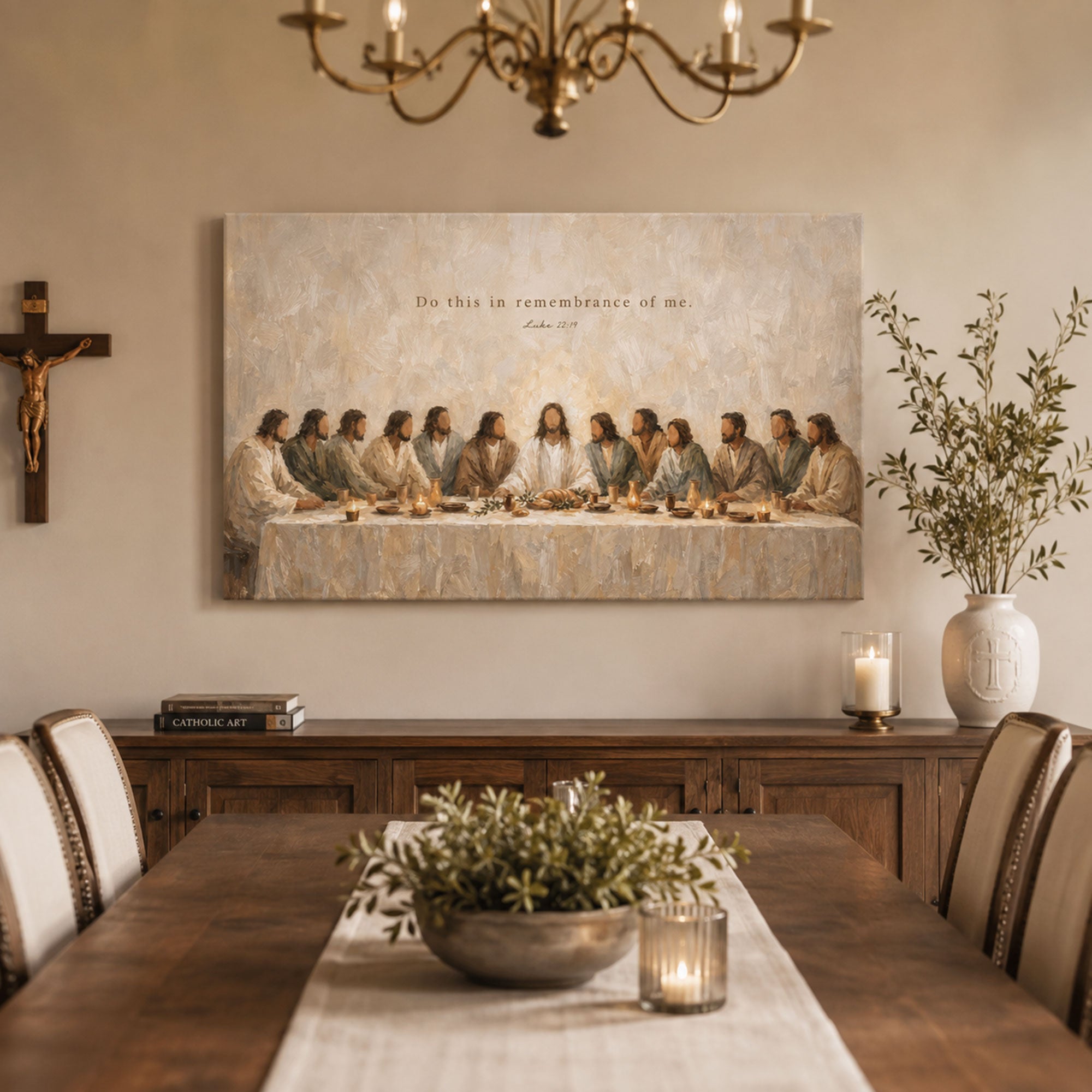 Luke 22:19 Do This in Remembrance of Me Canvas Print, Last Supper Christian Home Decor