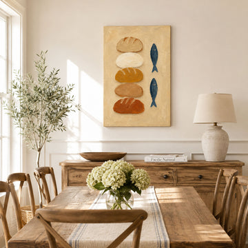 Five Loaves and Two Fish Miracle Canvas Print, Christian Home Decor