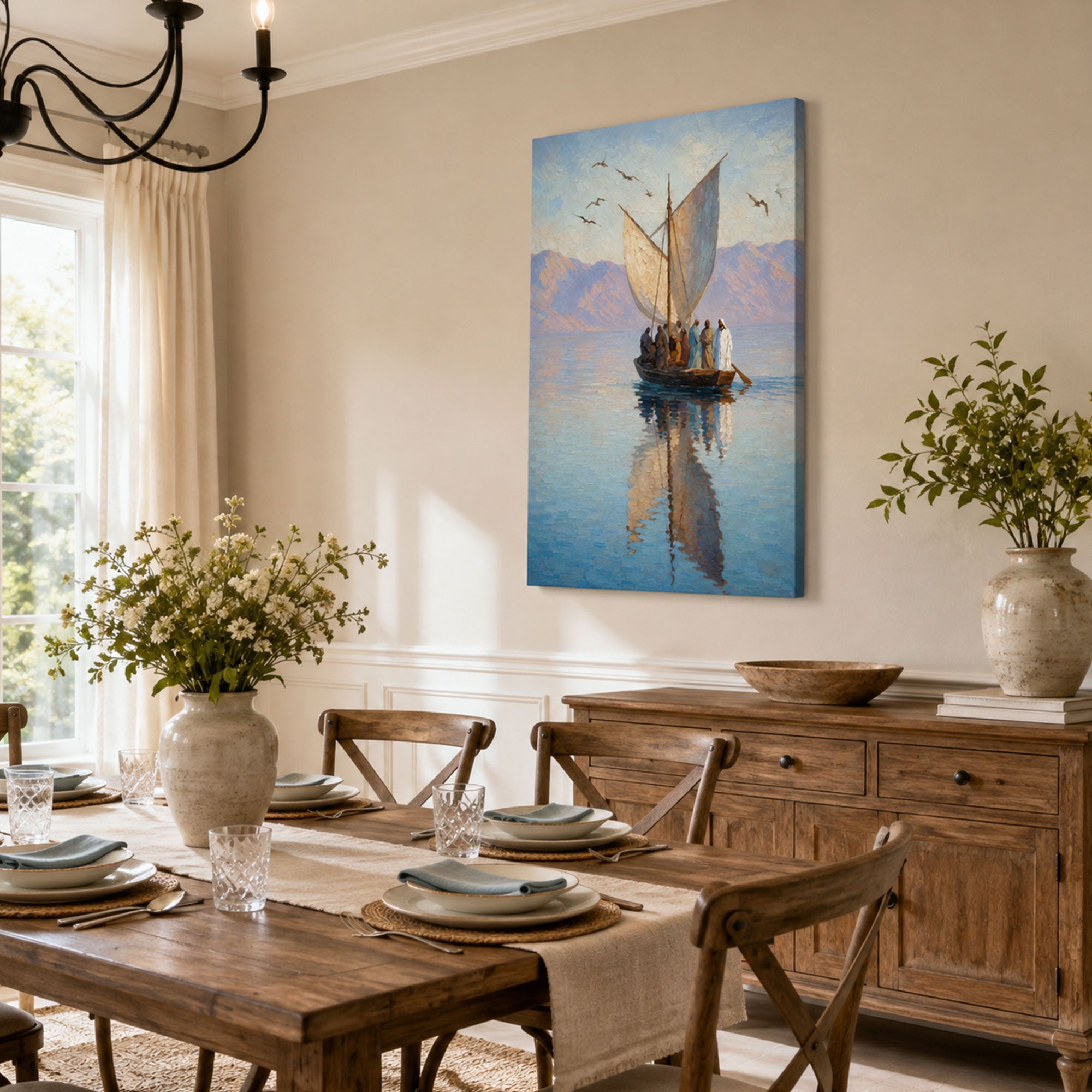Jesus with His Disciples on Galilee Canvas Print, Christian Home Decor