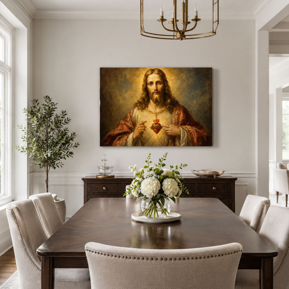 Sacred Heart of Jesus Canvas Print, Catholic Christian Wall Decor, Divine Love Faith Gift