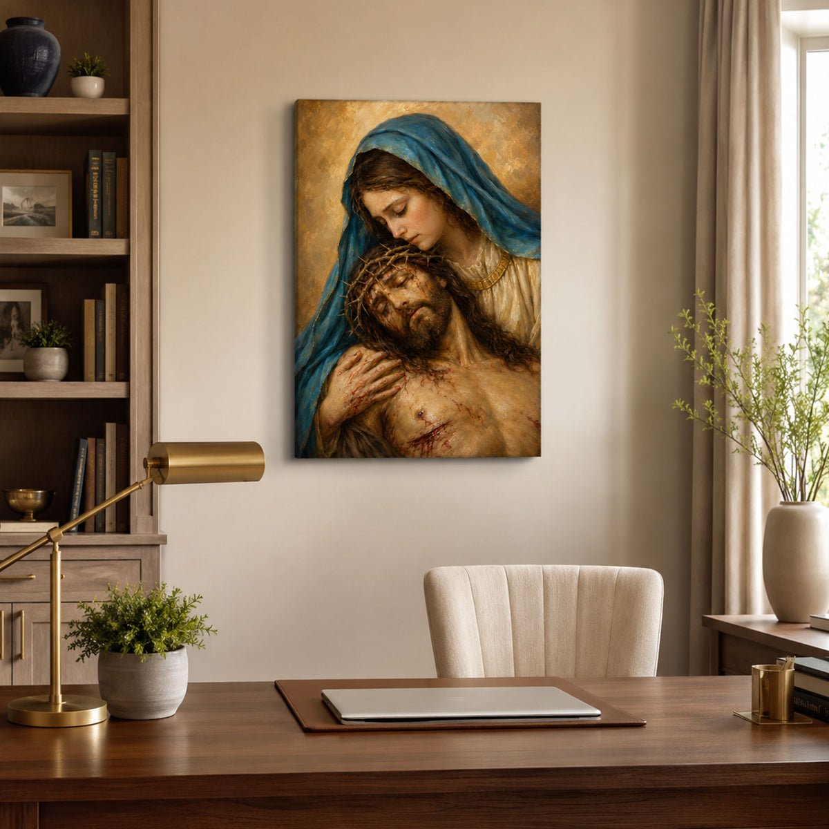 Pietà Virgin Mary and Jesus Canvas Print, Our Lady of Sorrows Catholic Wall Decor, Faith Gift