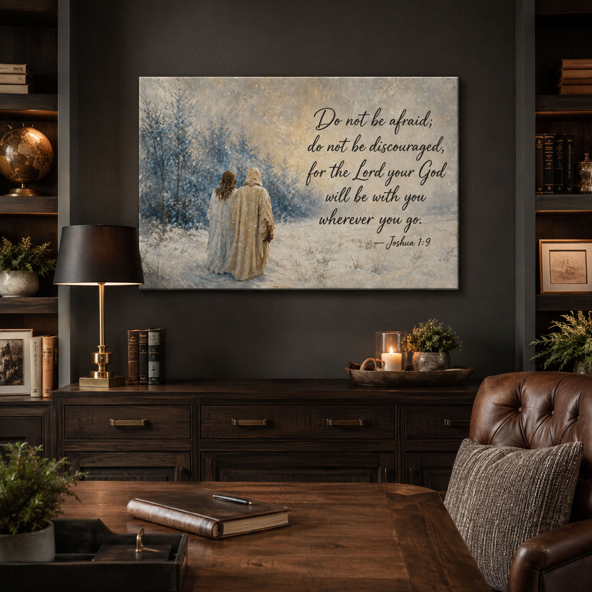 Personalized Bible Verse Winter Canvas Print, Christian Faith Home Decor