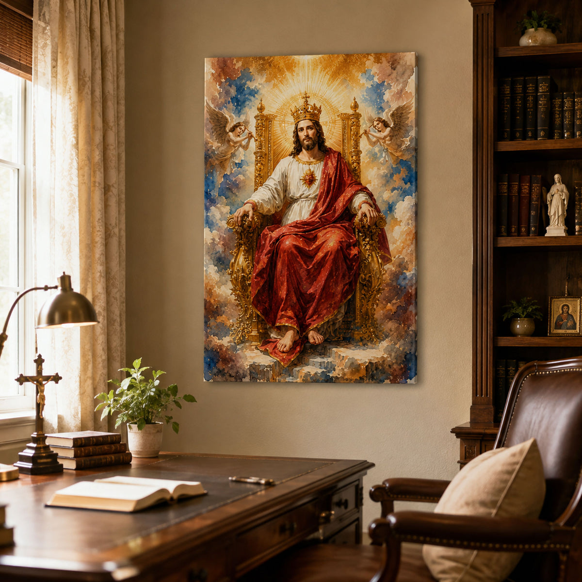 Christ the King on His Heavenly Throne Canvas Print, Catholic Home Decor