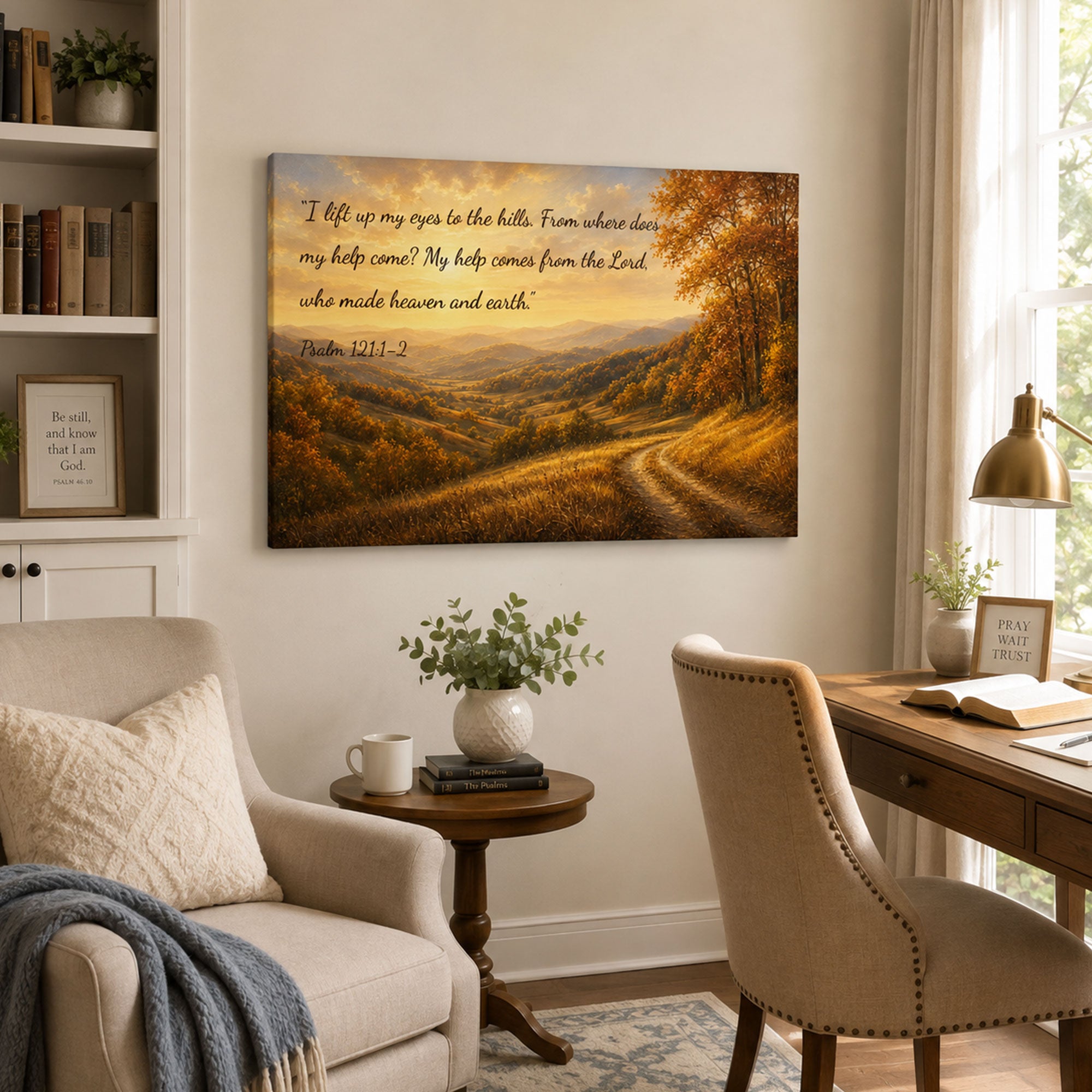Custom Scripture Mountain Canvas Print, Faith Home Decor