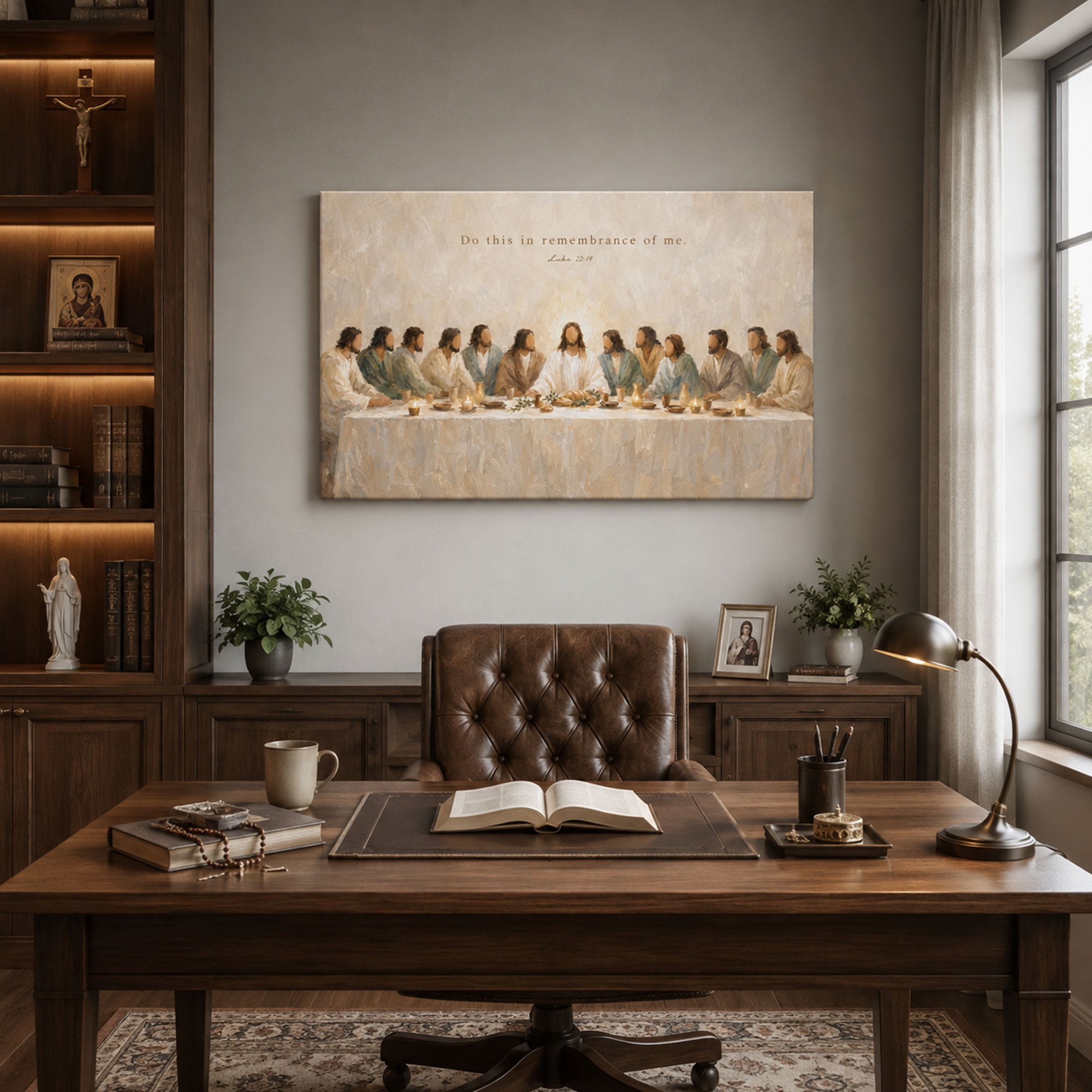 Luke 22:19 Do This in Remembrance of Me Canvas Print, Last Supper Christian Home Decor
