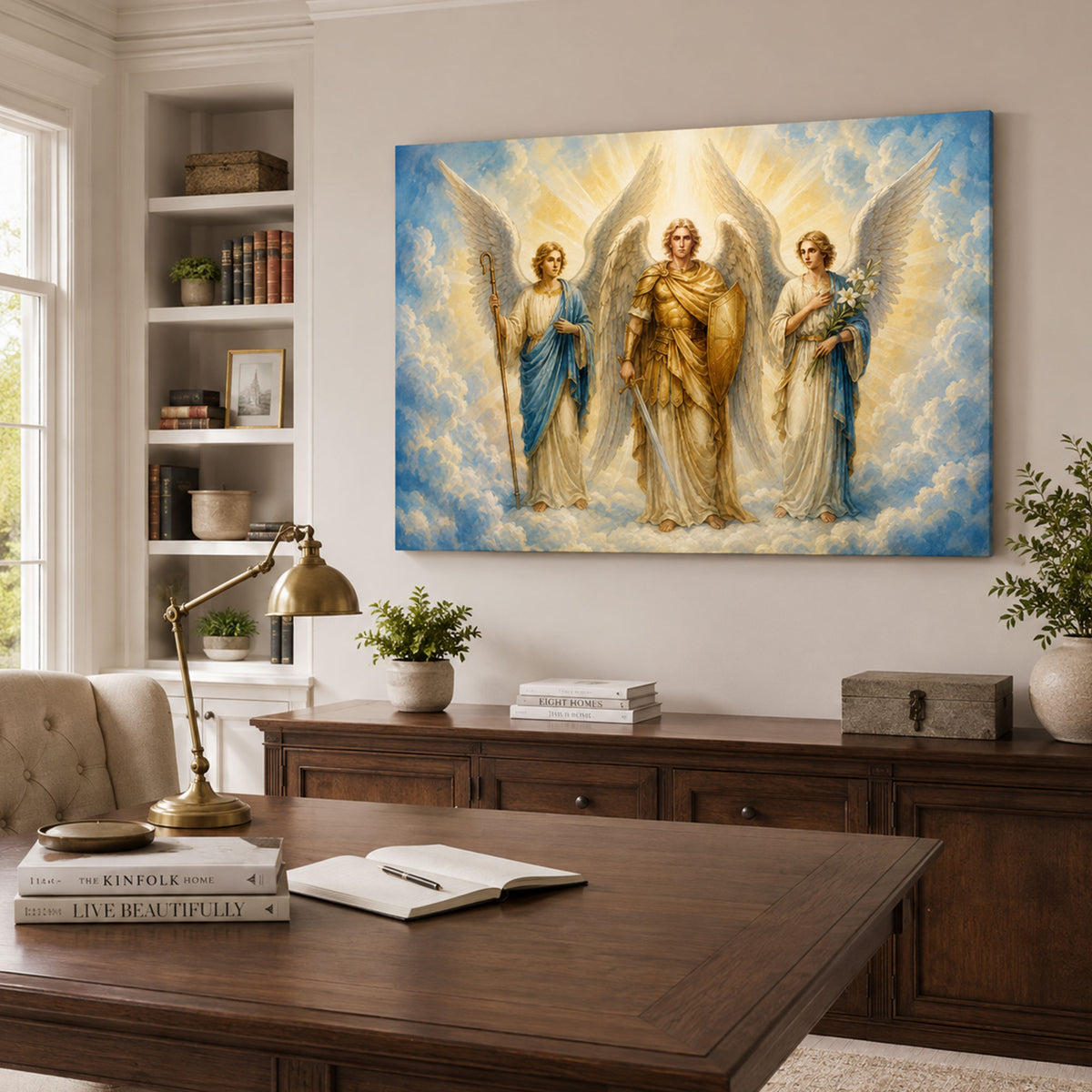 Saint Michael, Gabriel & Raphael Canvas Print, Three Archangels Catholic Wall Decor, Faith Gift