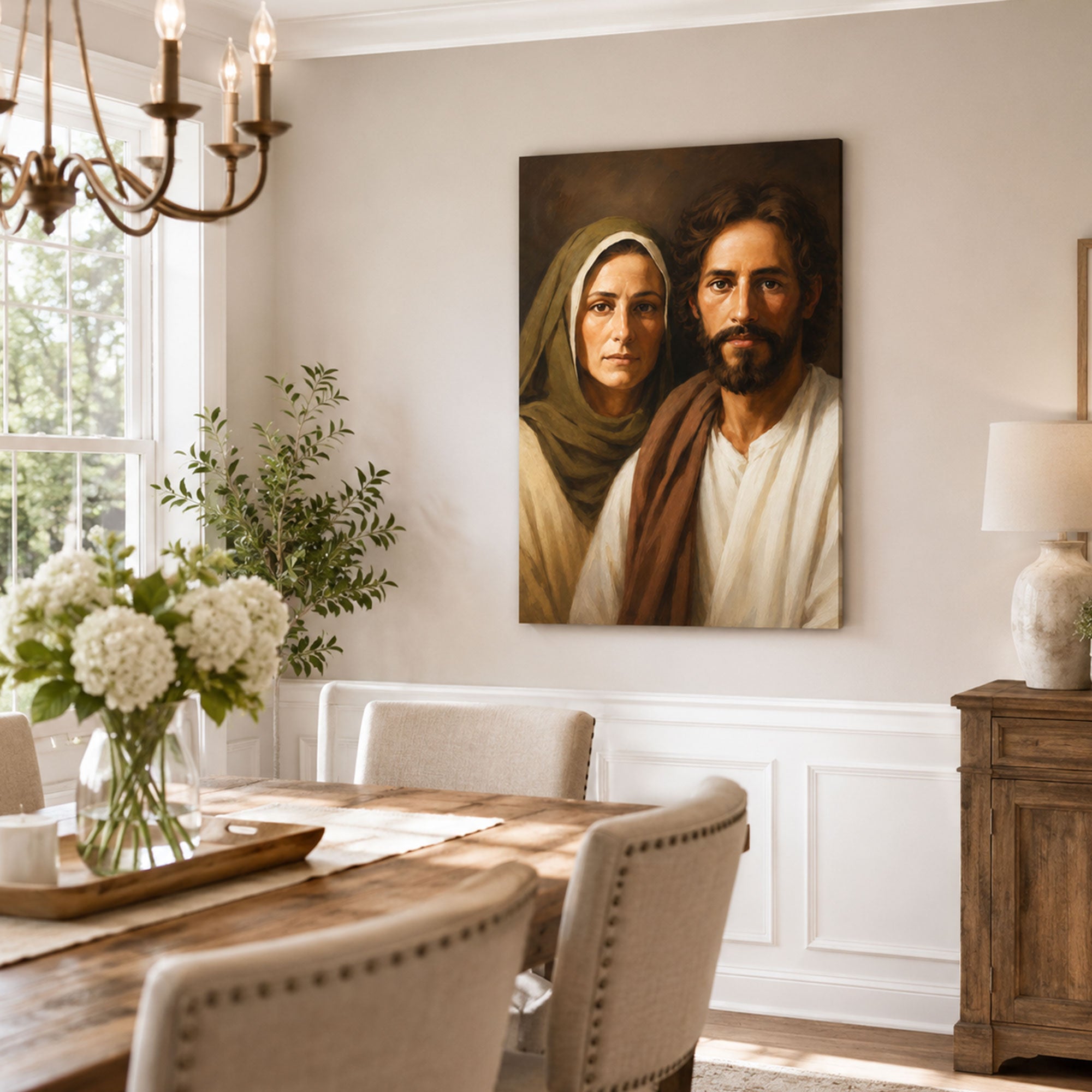 Biblical Husband and Wife Portrait Canvas Print, Christian Home Decor