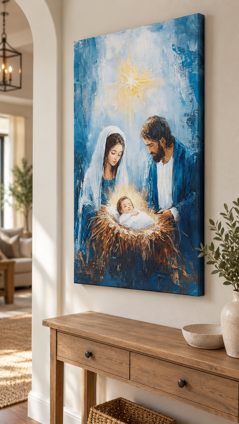 Holy Family Nativity Canvas Print, Baby Jesus Christmas Wall Art, Christian Religious Home Decor, Faith Gift for Christmas