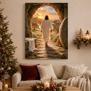 Risen Jesus Canvas, Empty Tomb Wall Art, Resurrection of Christ, Easter Christian Decor, Religious Wall Art