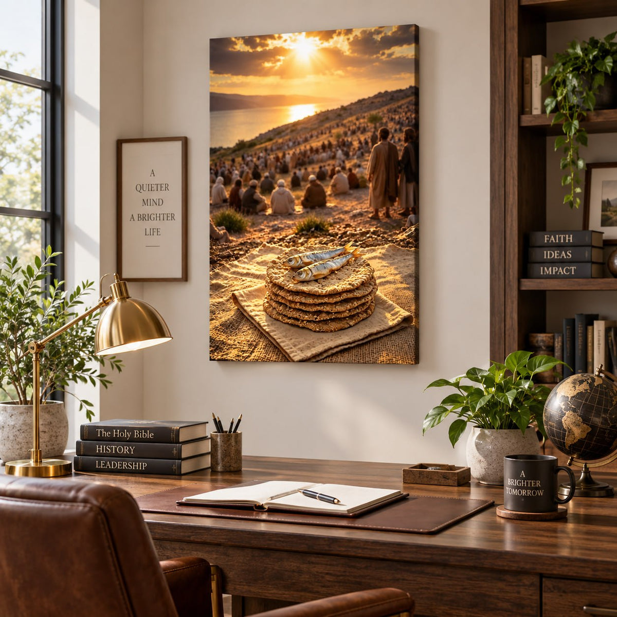 Five Loaves and Two Fish Canvas Wall Art – Biblical Miracle, Christian Home Decor