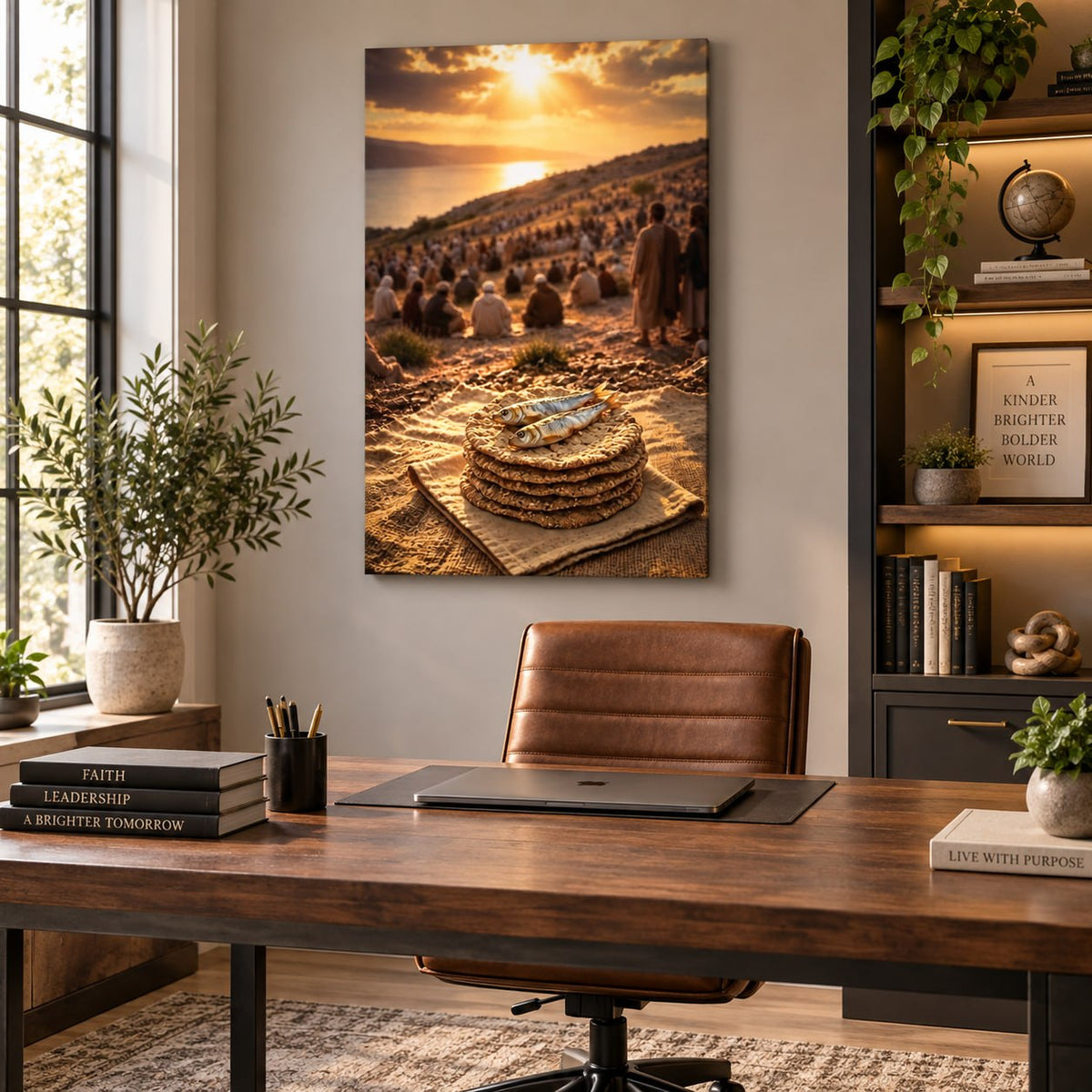 Five Loaves and Two Fish Canvas Wall Art – Biblical Miracle, Christian Home Decor
