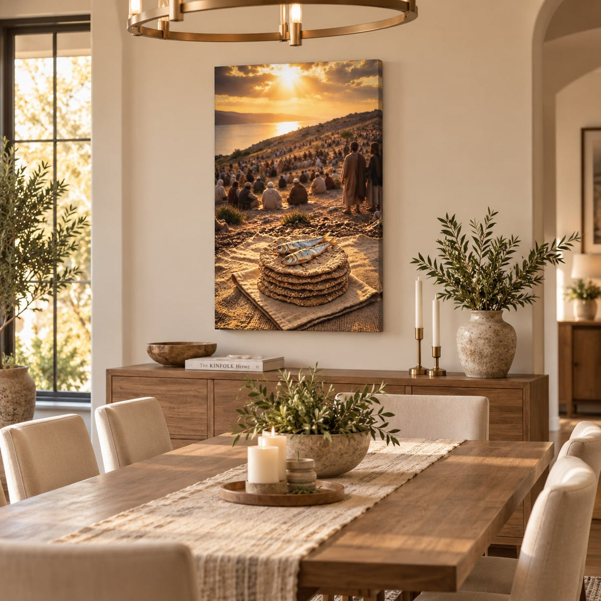 Five Loaves and Two Fish Canvas Wall Art – Biblical Miracle, Christian Home Decor